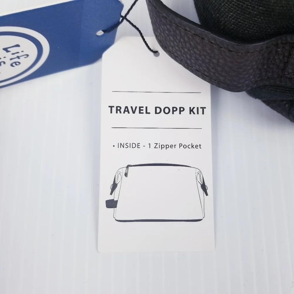 Life Is Good Black Canvas Football Tailgate Toiletry Travel Bag NWT